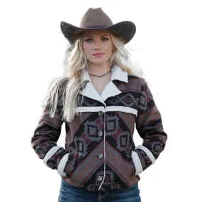 Cruel Denim Ladies Sherpa Lined Brown Trucker Jacket CWJ7356001