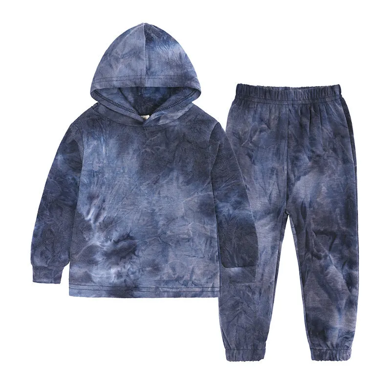 Dark Blue Tie Dyed Two Piece Set