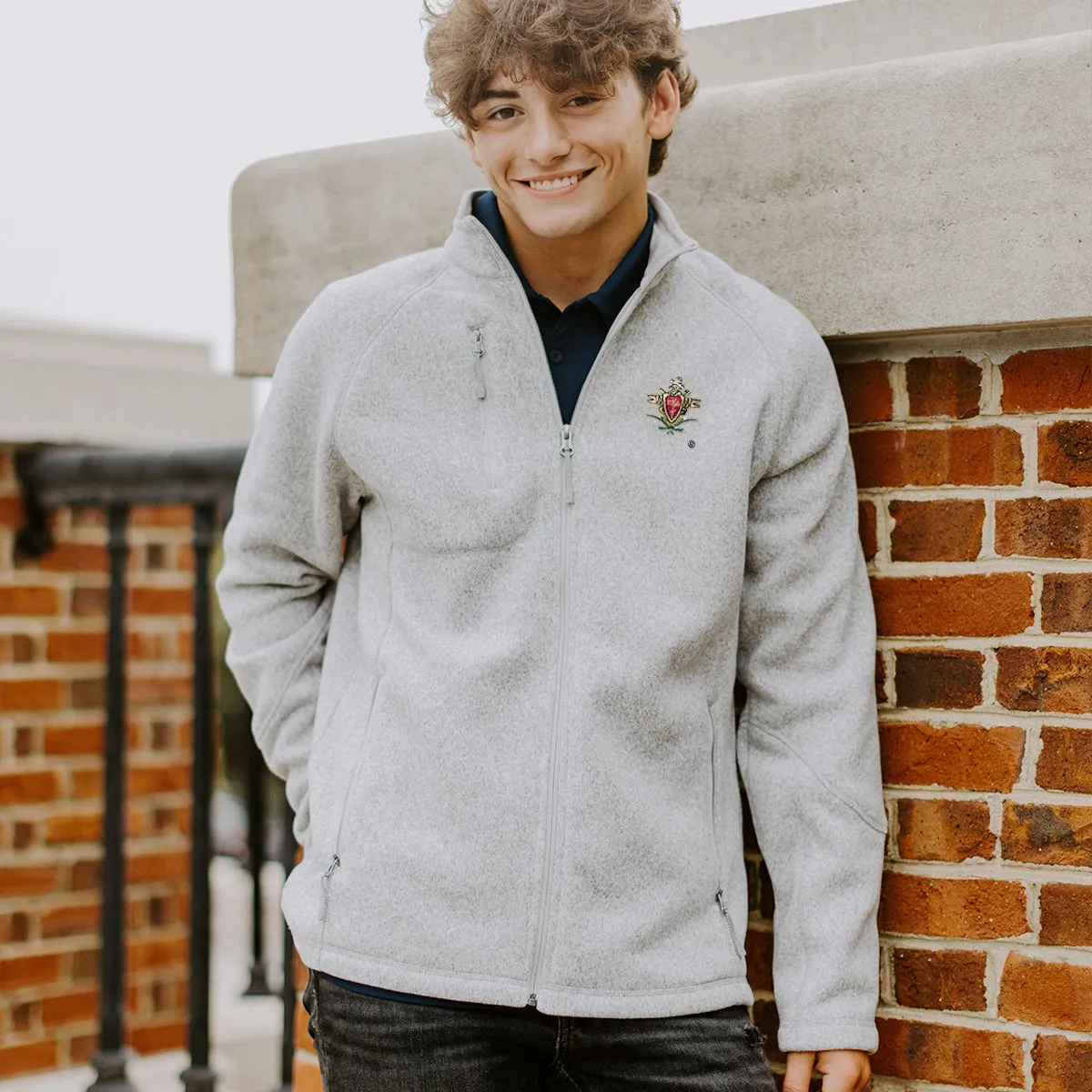 Delta Sig Embroidered Crest Full Zip