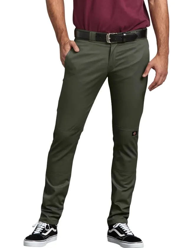 Dickies FLEX Skinny Straight Fit Double Knee Work Pants - Olive Green