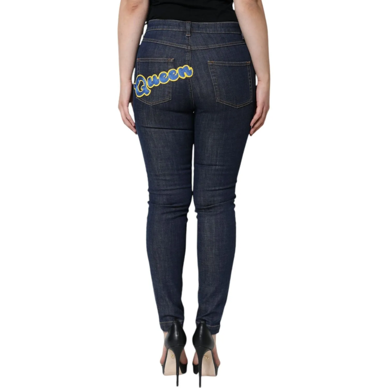 Dolce & Gabbana Dark Blue QUEEN Cotton Skinny Denim Jeans