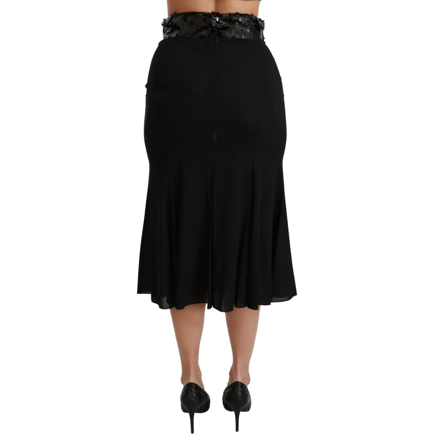 Dolce & Gabbana Elegant High Waist Sequin Black Skirt