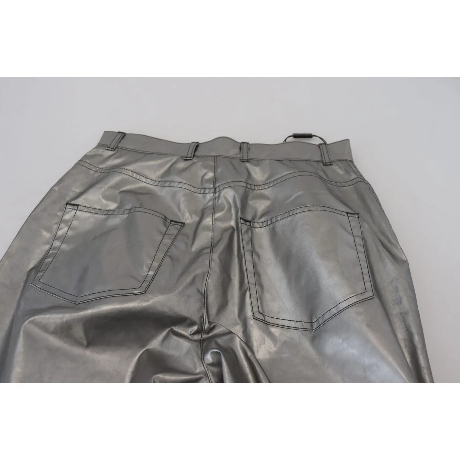 Dolce & Gabbana Elegant High Waist Skinny Pants in Silver