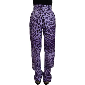 Dolce & Gabbana Elegant High Waist Straight Purple Pants