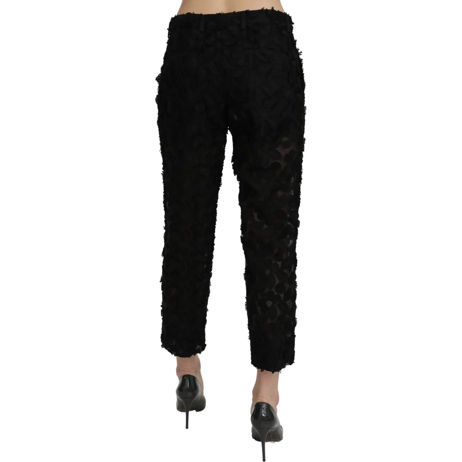 Dolce & Gabbana Elegant Straight Cropped Lace Trousers