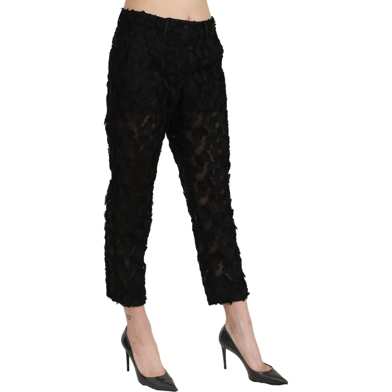 Dolce & Gabbana Elegant Straight Cropped Lace Trousers