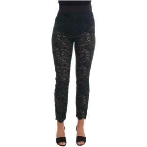 Dolce & Gabbana High Waist Floral Lace Slim Trousers