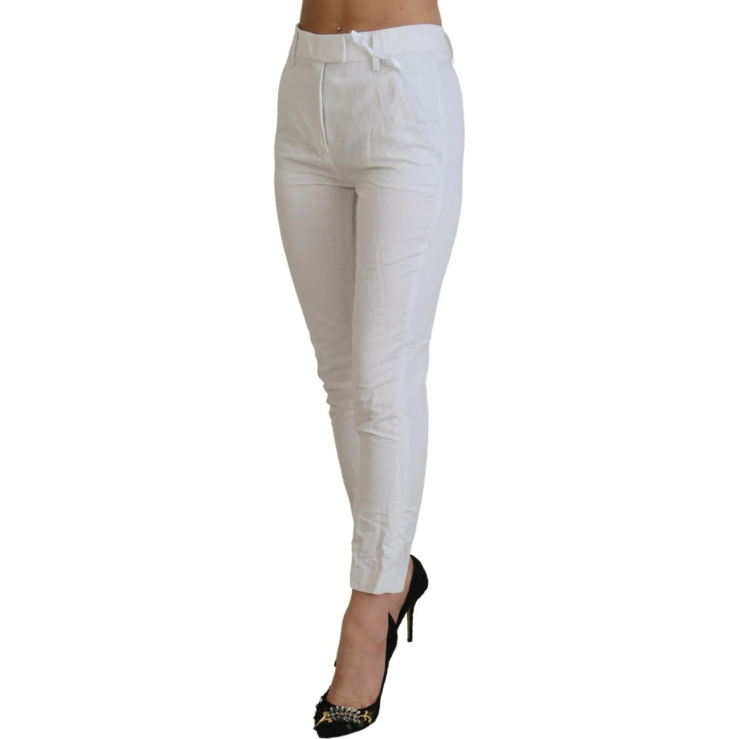 Dondup Elegant High Waist Tapered White Pants