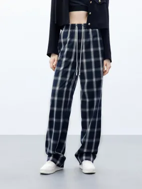 Drawstring Waist Checkered Pants