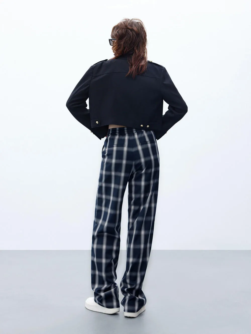 Drawstring Waist Checkered Pants