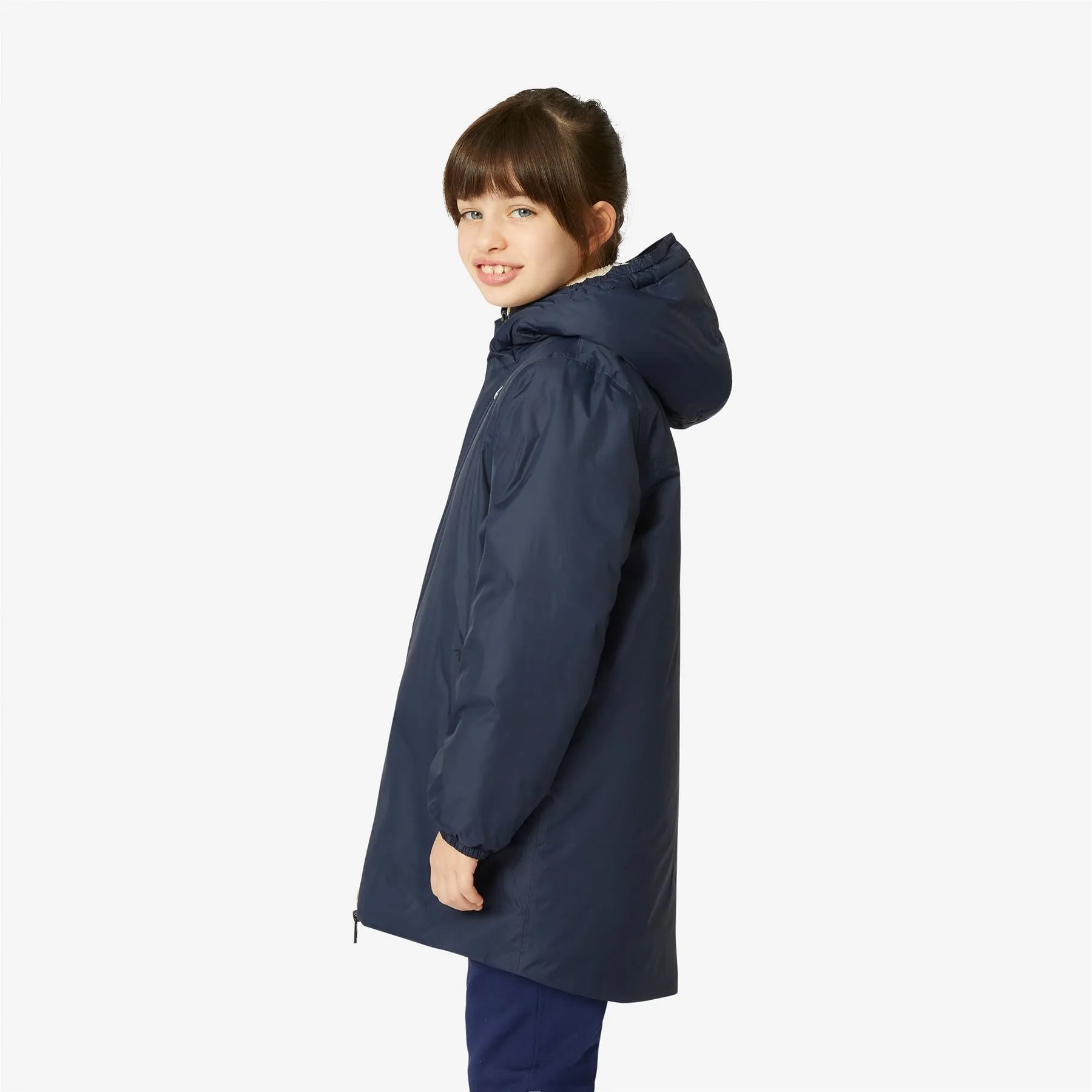 Eiffel Orsetto - Kids Sherpa Lined Waterproof Jacket in Ecru - Blue Depth