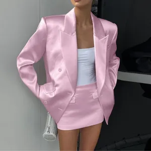 Elegant Pink Skirt Set - Punk Style -Satin - Slim Fit, Summer Fashion