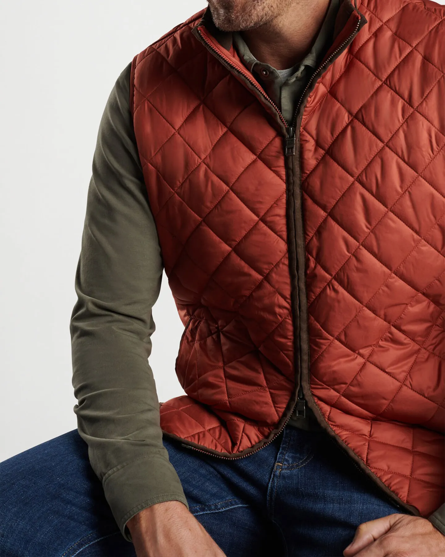 ESSEX QUILTED VEST - BURNT ORANGE