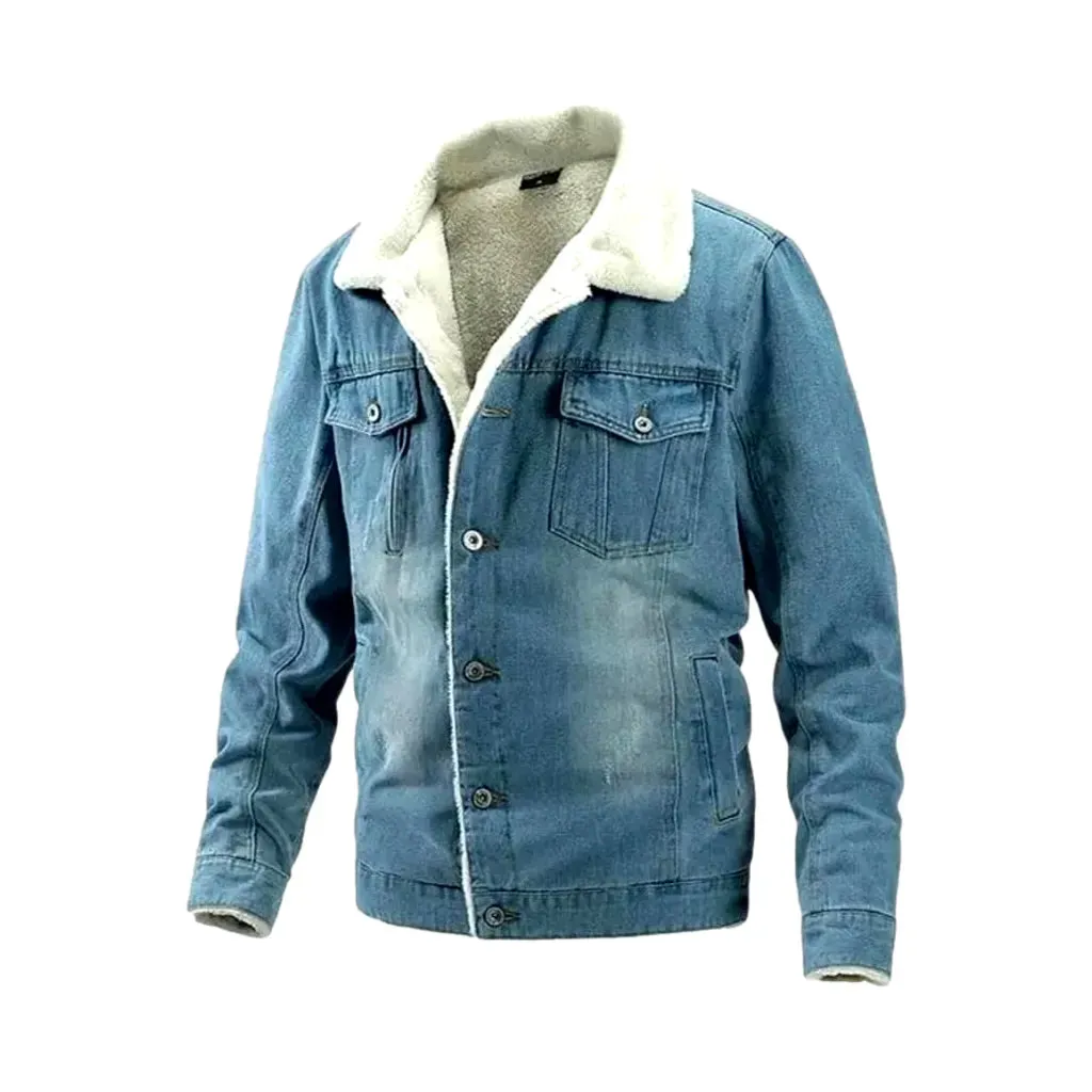 Faded wash regular fit men's denim jacket