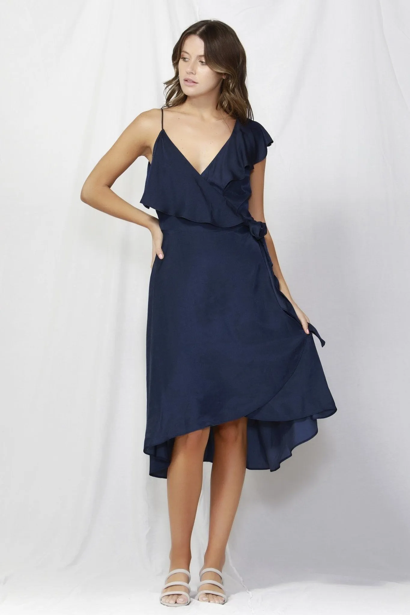 Fate   Becker Alexa Wrap Dress in Navy