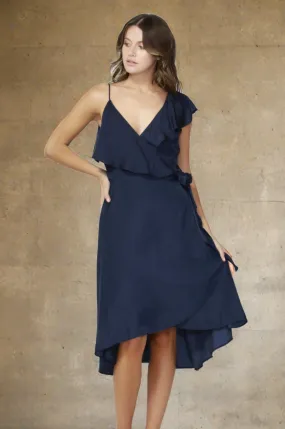 Fate   Becker Alexa Wrap Dress in Navy