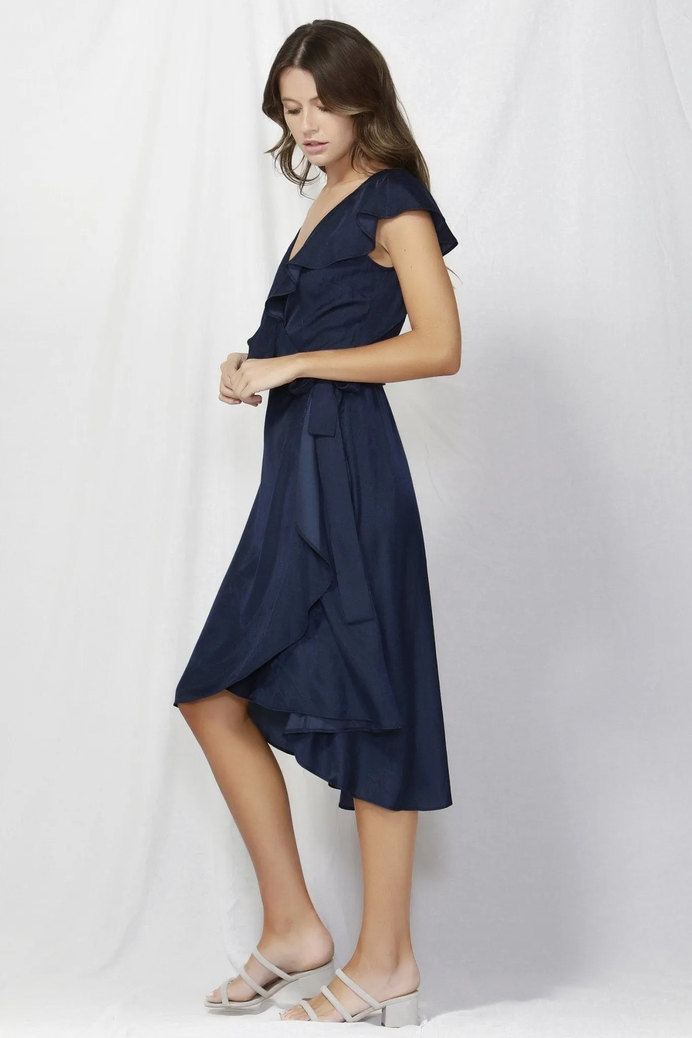 Fate   Becker Alexa Wrap Dress in Navy