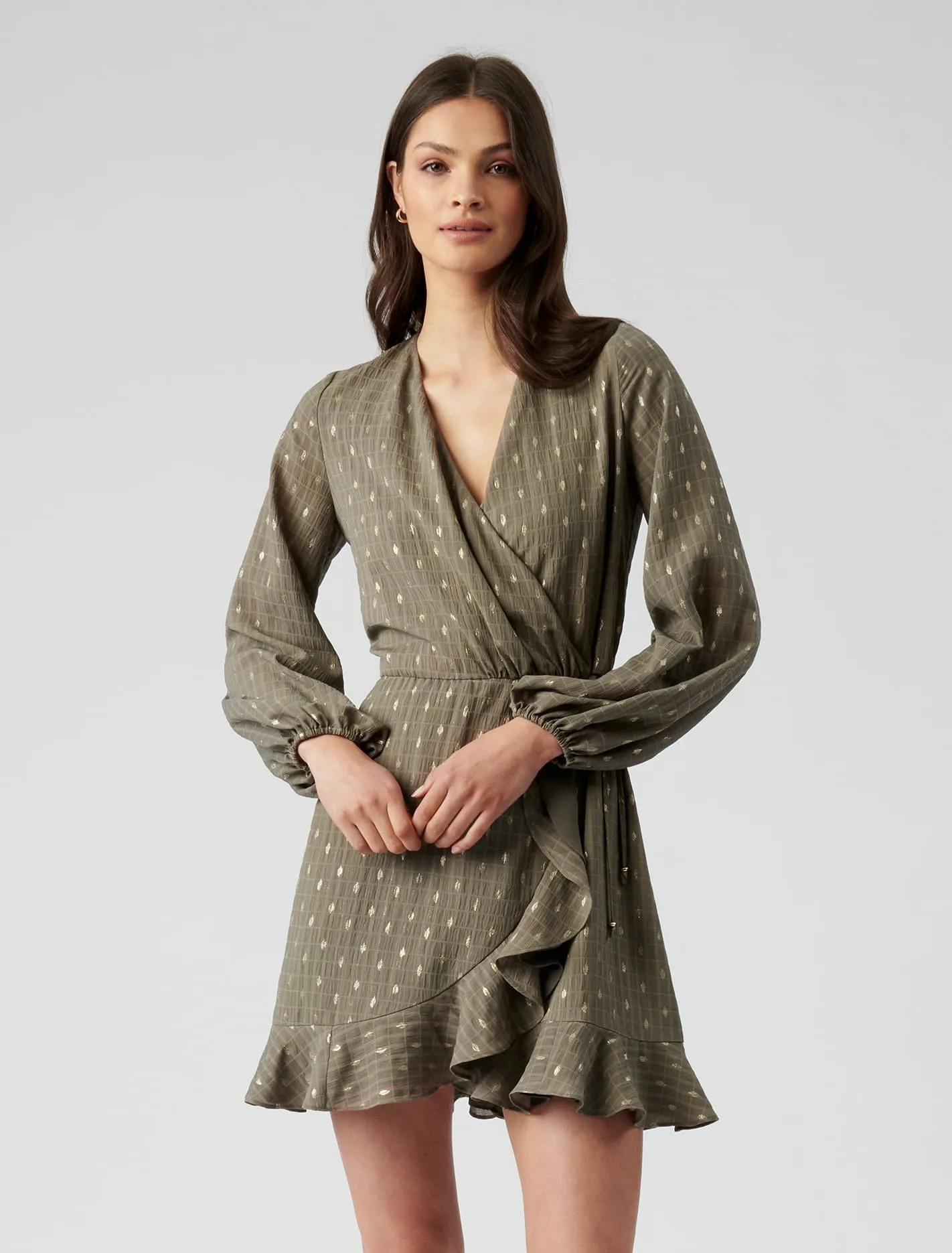 Georgina Metallic Wrap Mini Dress