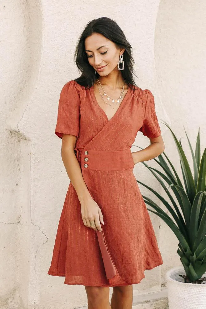 Gianna Wrap Dress in Rust