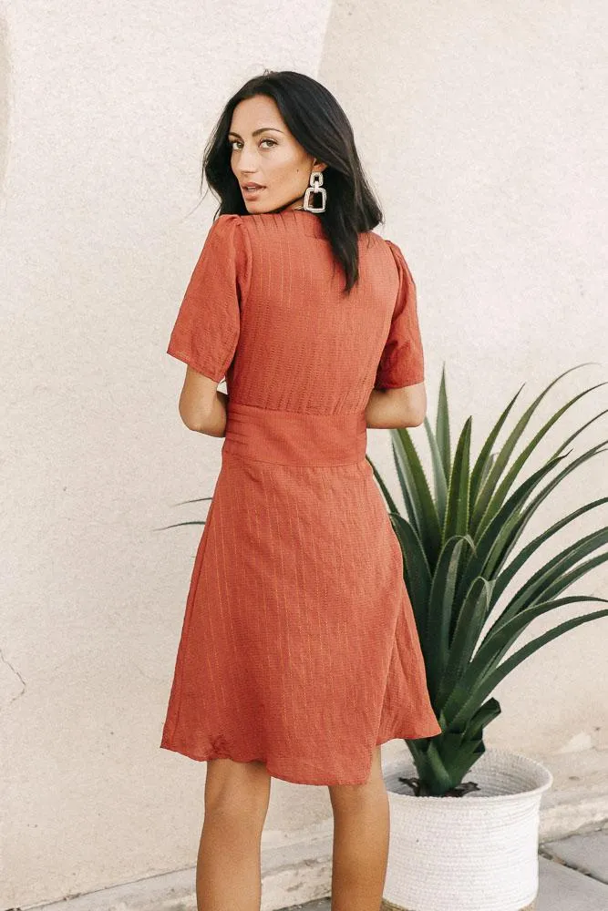 Gianna Wrap Dress in Rust