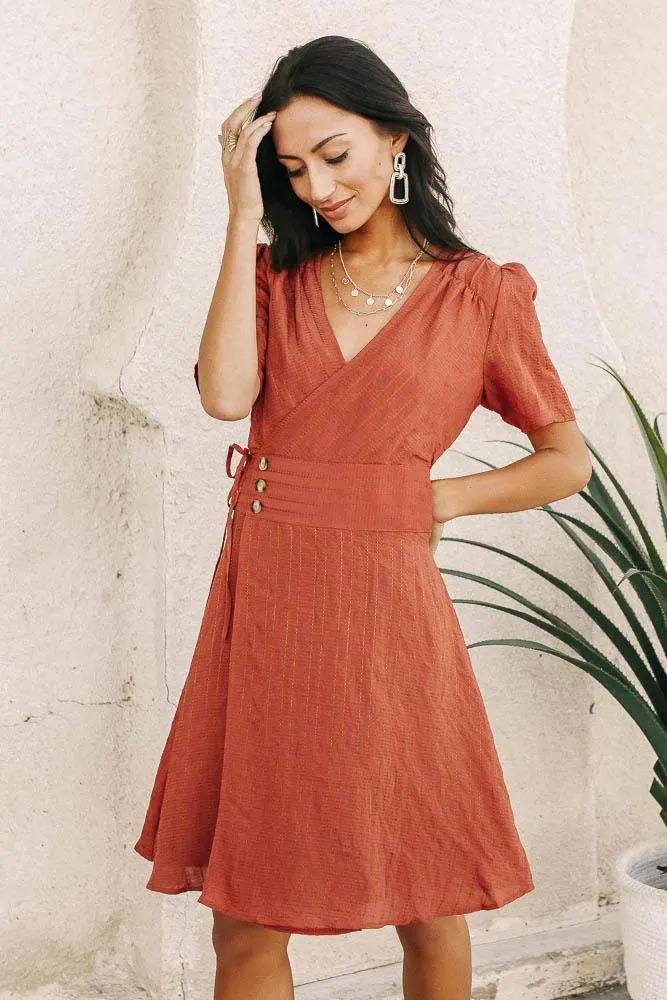 Gianna Wrap Dress in Rust