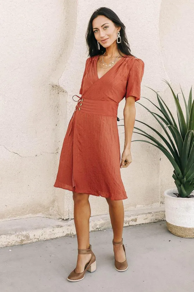 Gianna Wrap Dress in Rust