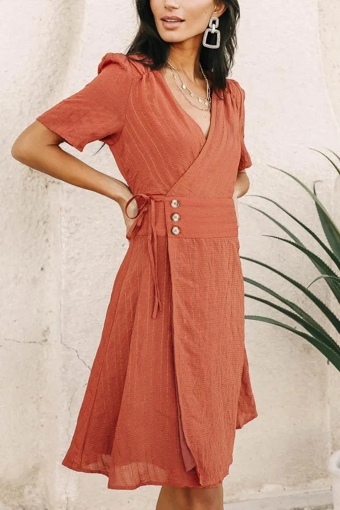 Gianna Wrap Dress in Rust