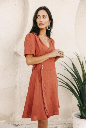 Gianna Wrap Dress in Rust