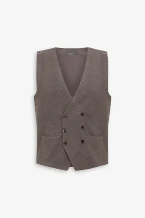 Gilet doppiopetto in maglia tortora