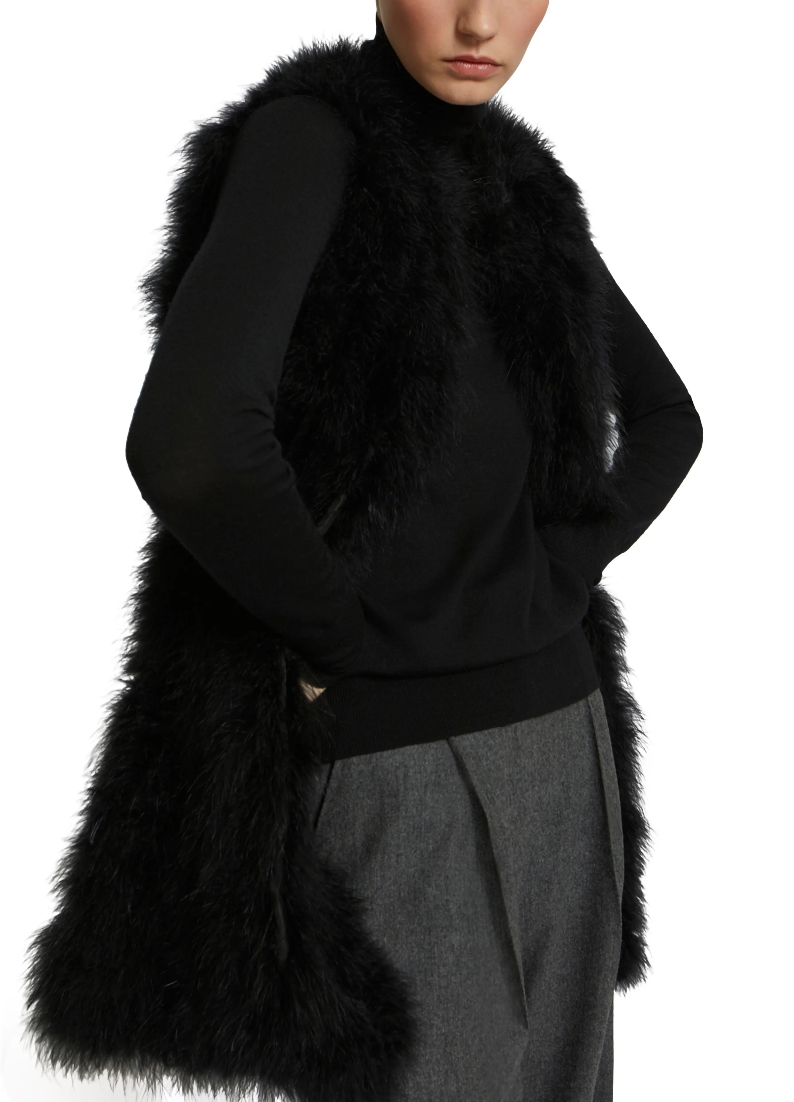 Gilet long en plumes