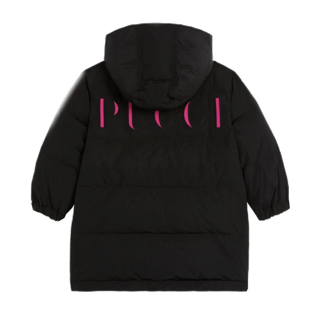 Girls Black Down Logo Coat