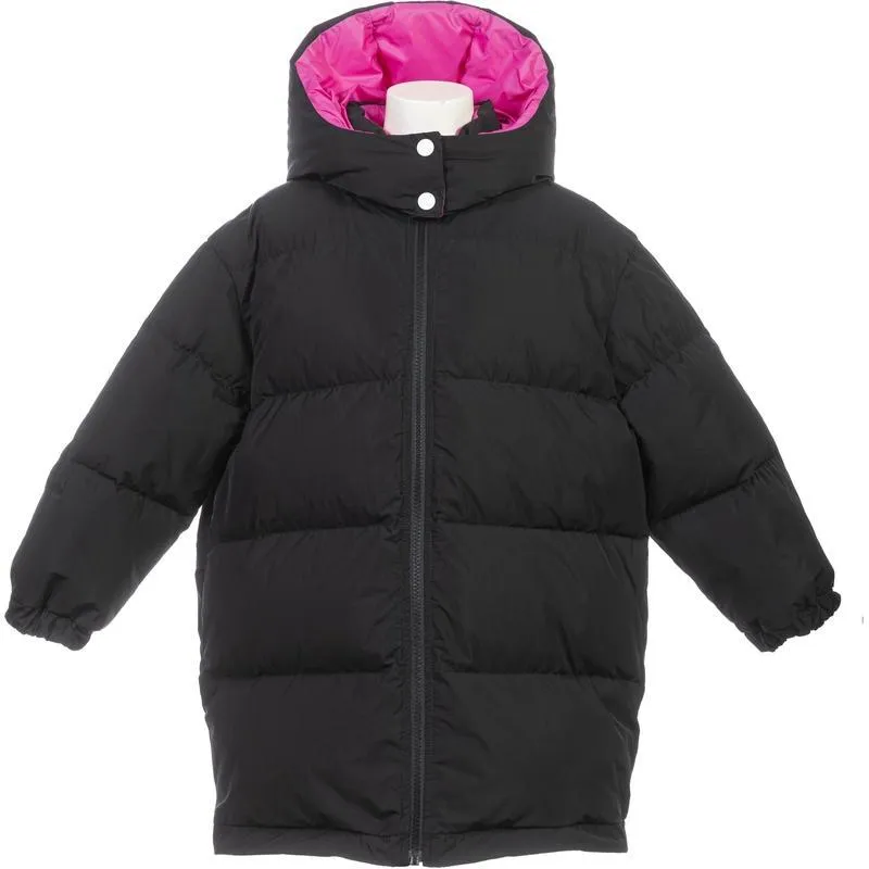 Girls Black Down Logo Coat