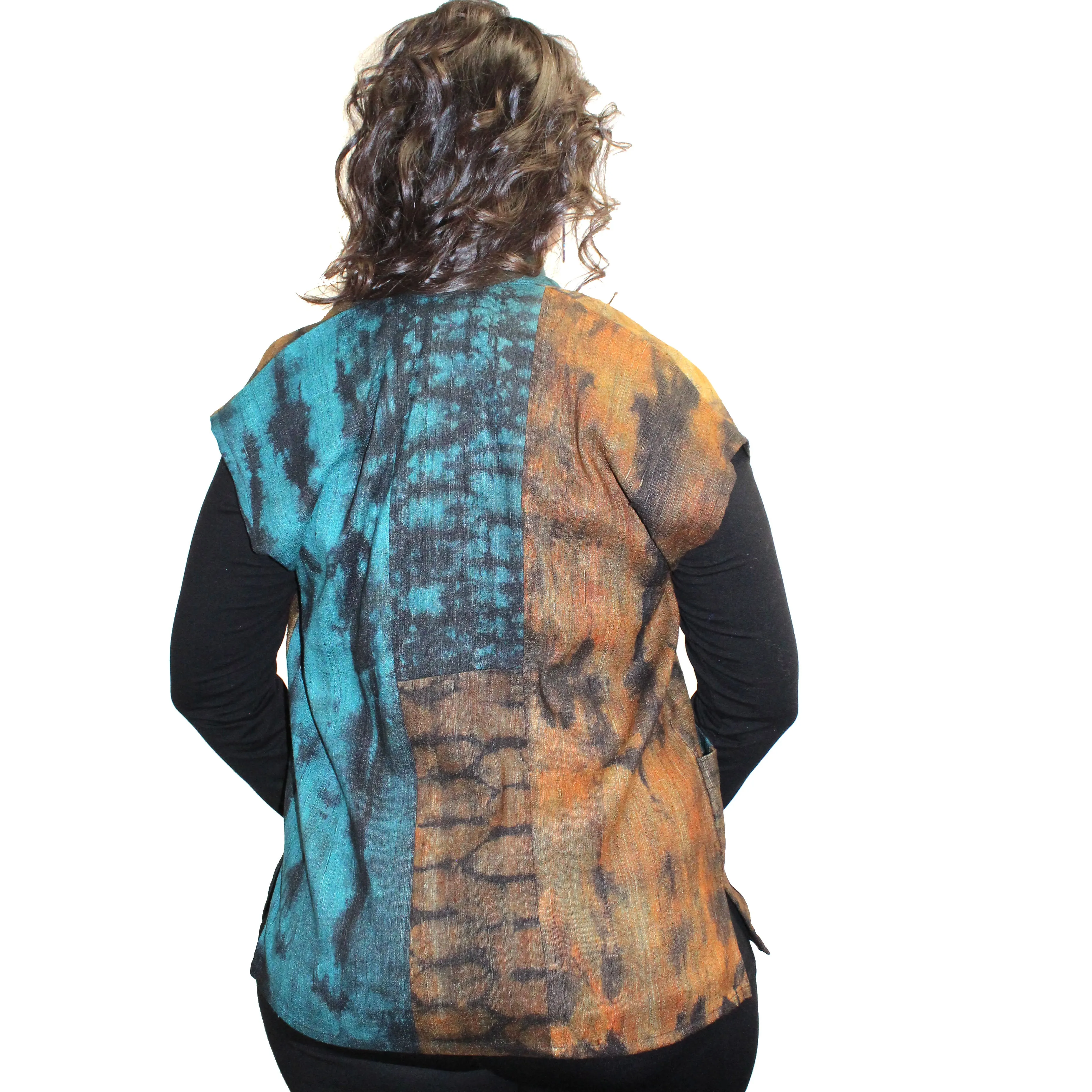 Gloria Lewis Vest, Short, Rust/Teal/Black, M