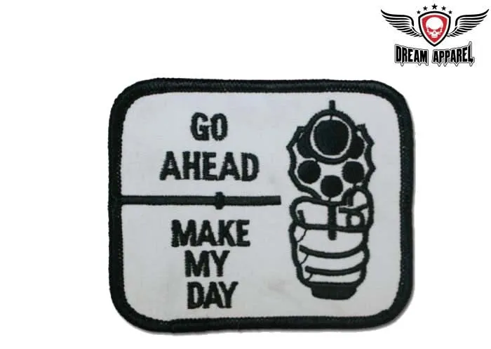 Go Ahead Make My Day Hand With Gun Motorcycle Patch