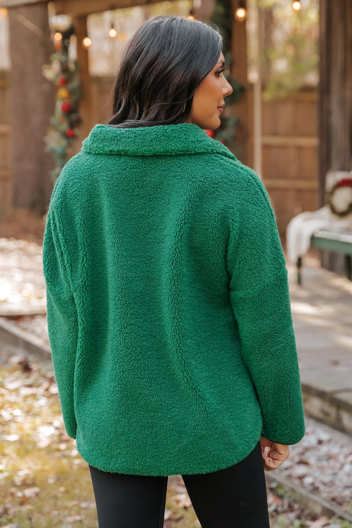 Green Sherpa Zip Up Jacket