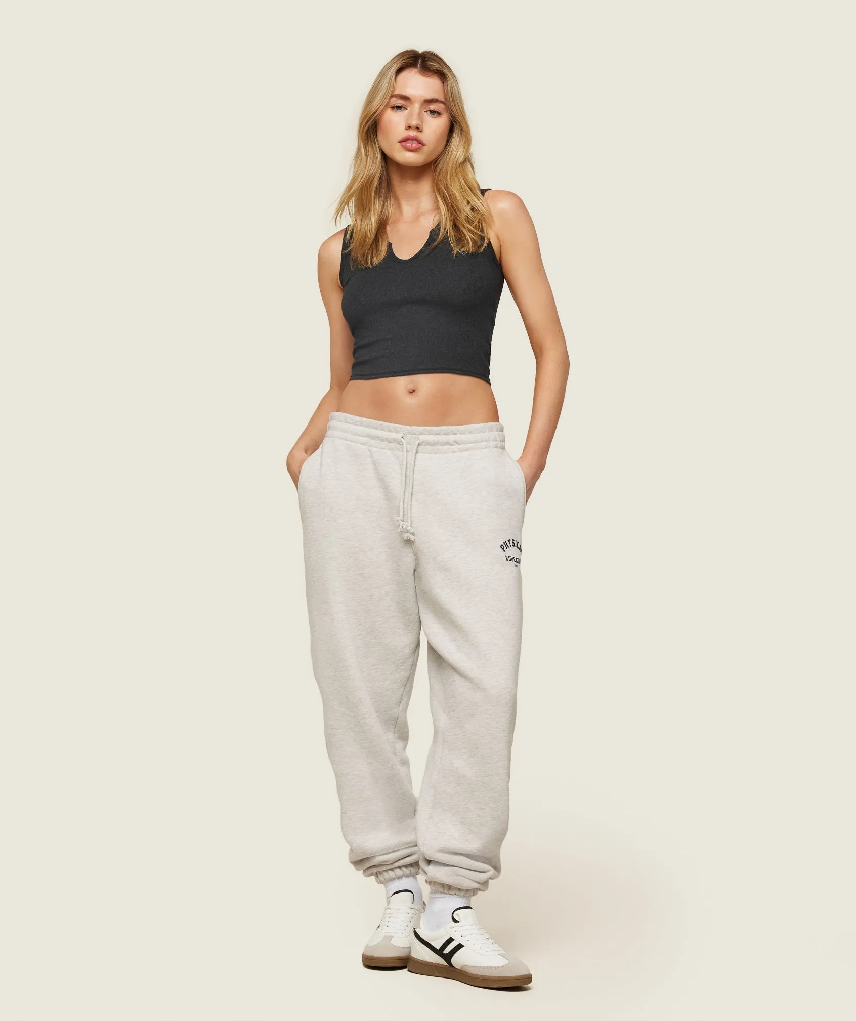 Gymshark Phys Ed Logo Sweatpants - Light Grey Marl