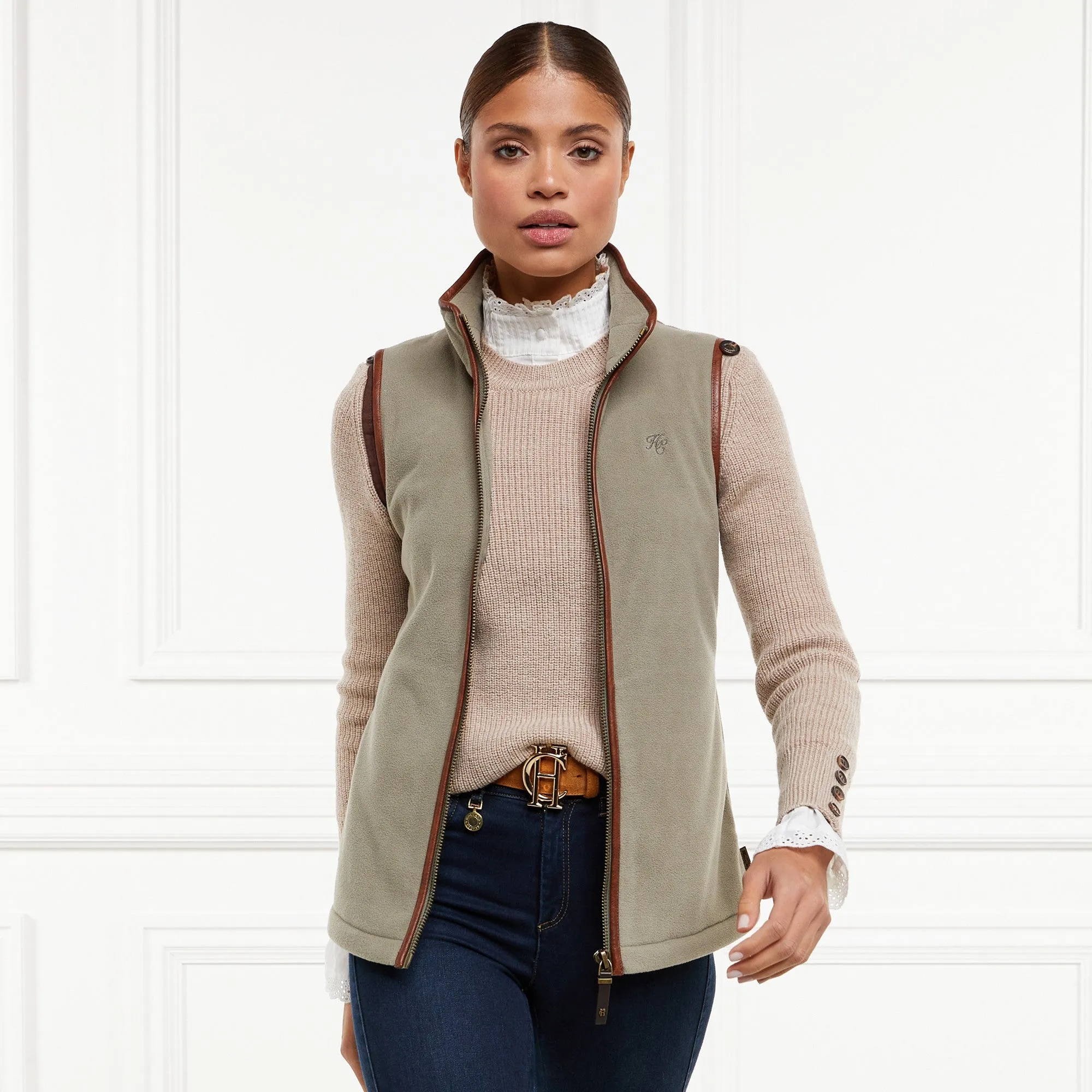 Holland Cooper Country Fleece Gilet - Sage