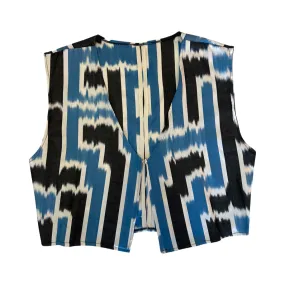 Ikat Short Vest in Black & Blue