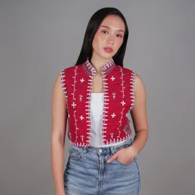 Itneg Hand Embroidered Cropped Vest