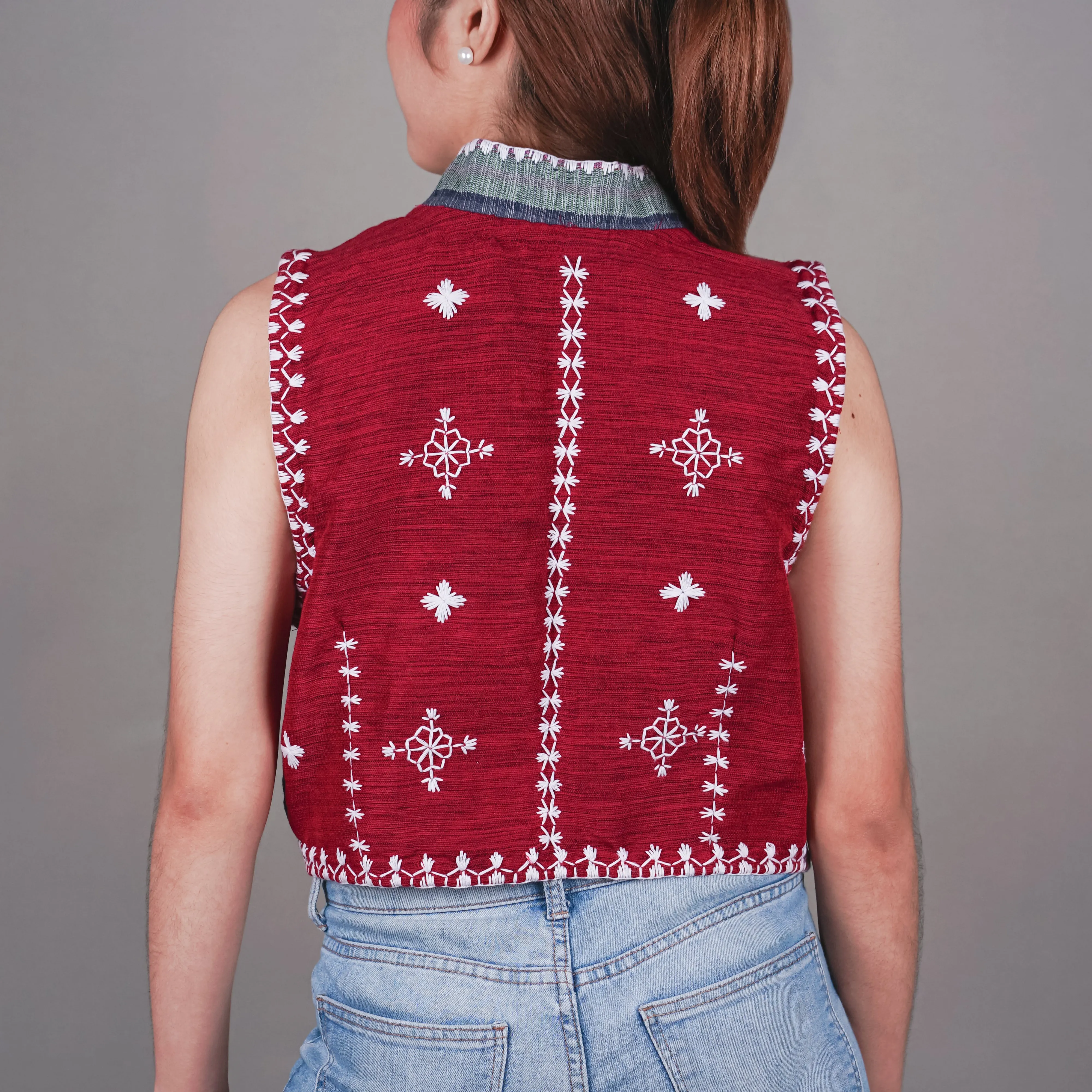 Itneg Hand Embroidered Cropped Vest