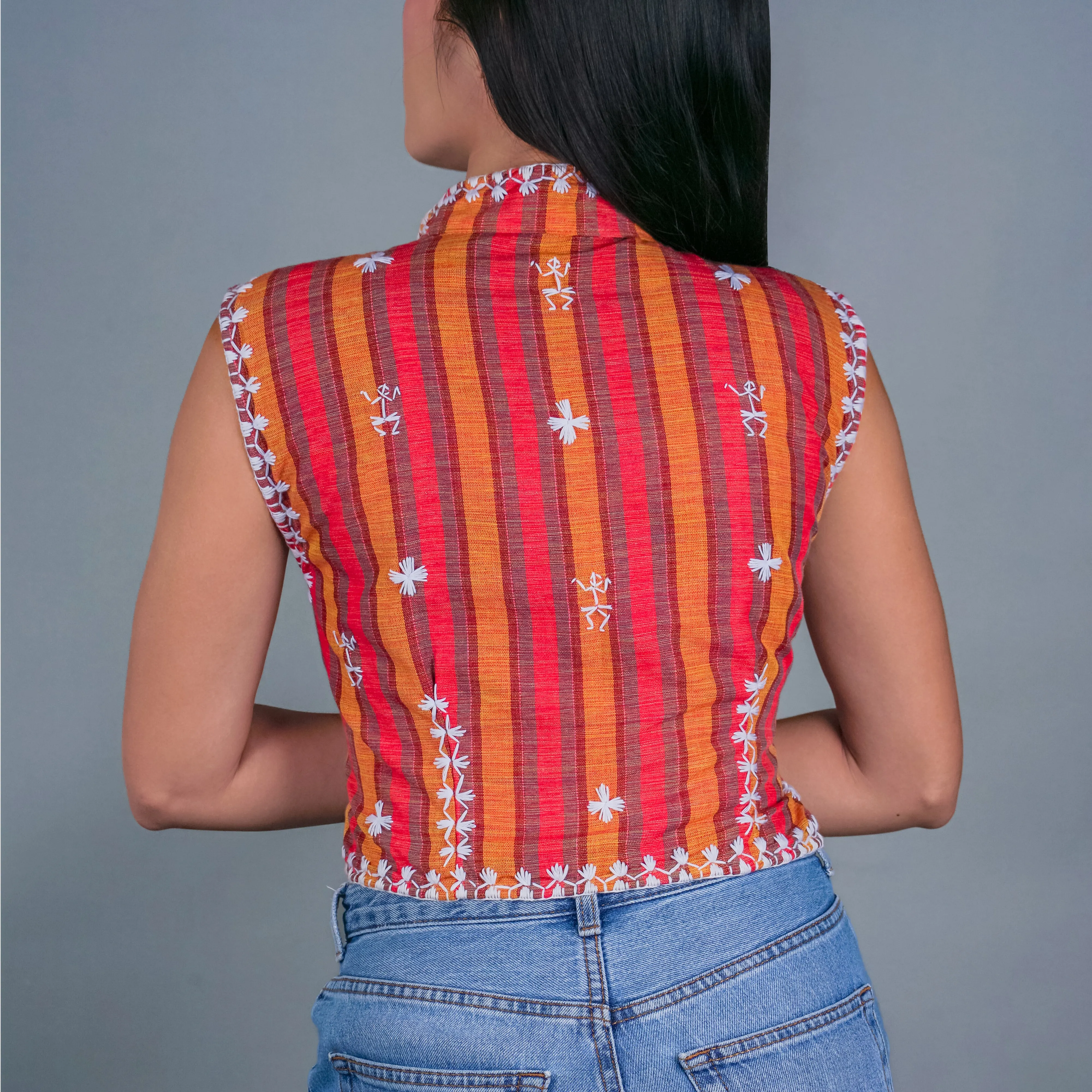 Itneg Hand Embroidered Cropped Vest