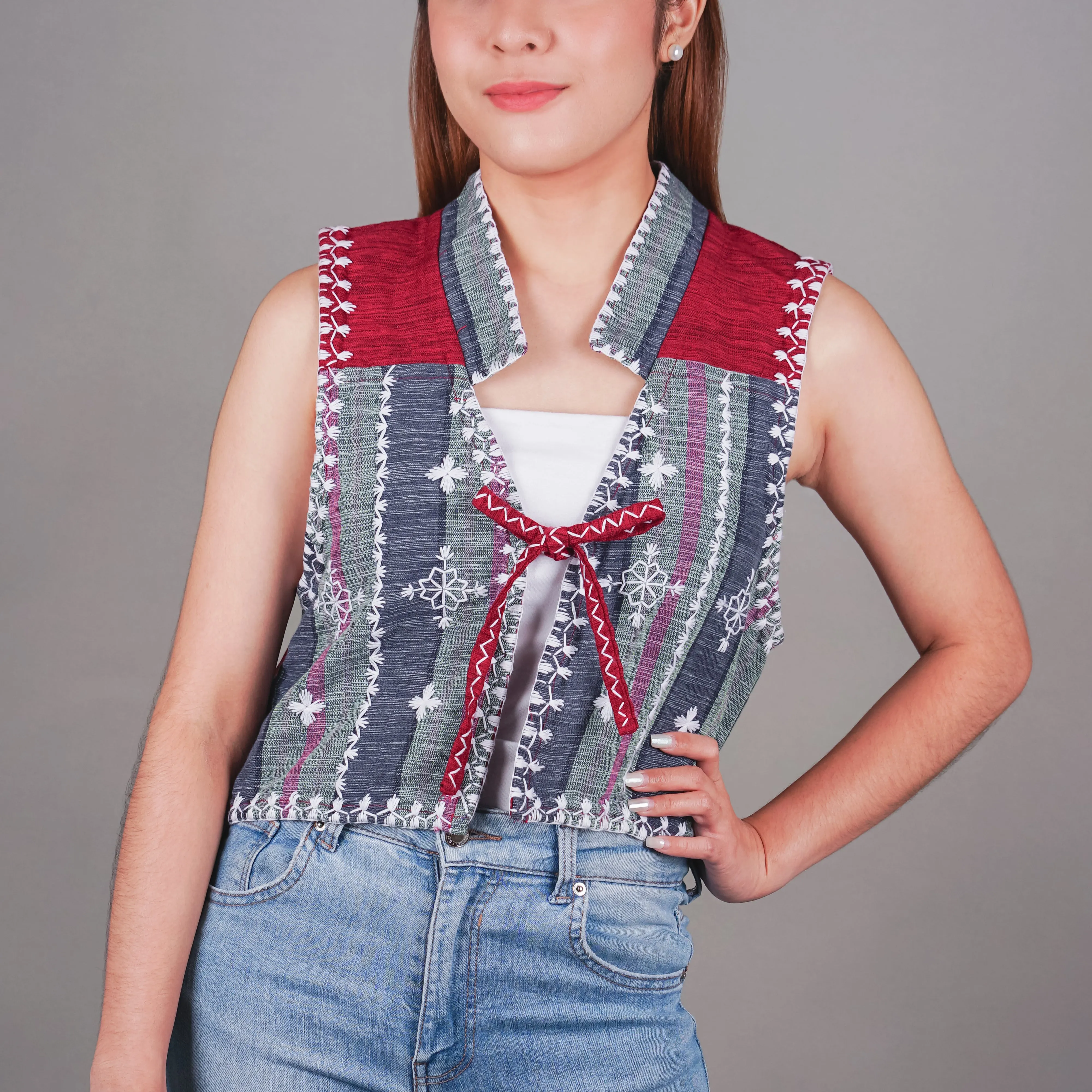 Itneg Hand Embroidered Cropped Vest