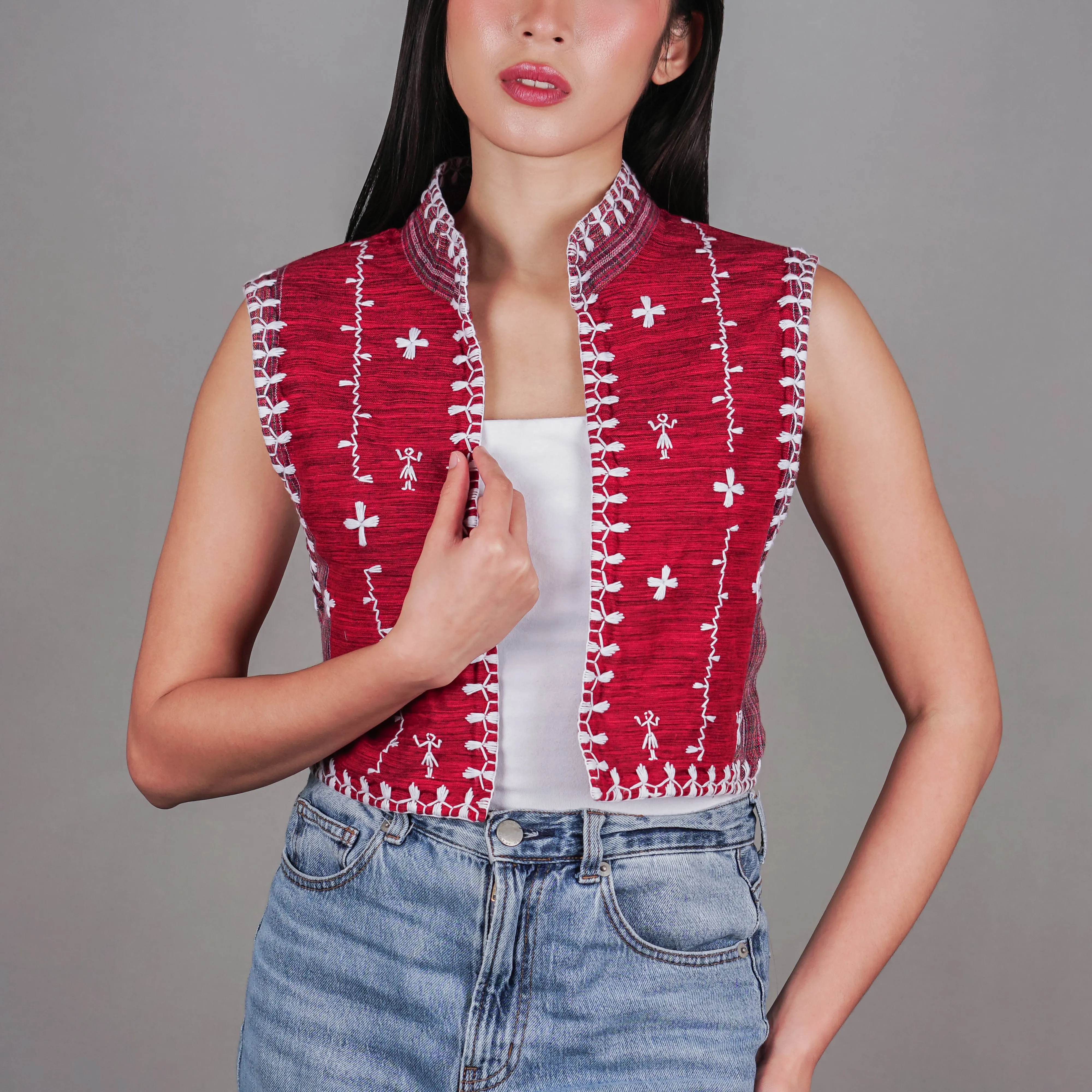 Itneg Hand Embroidered Cropped Vest