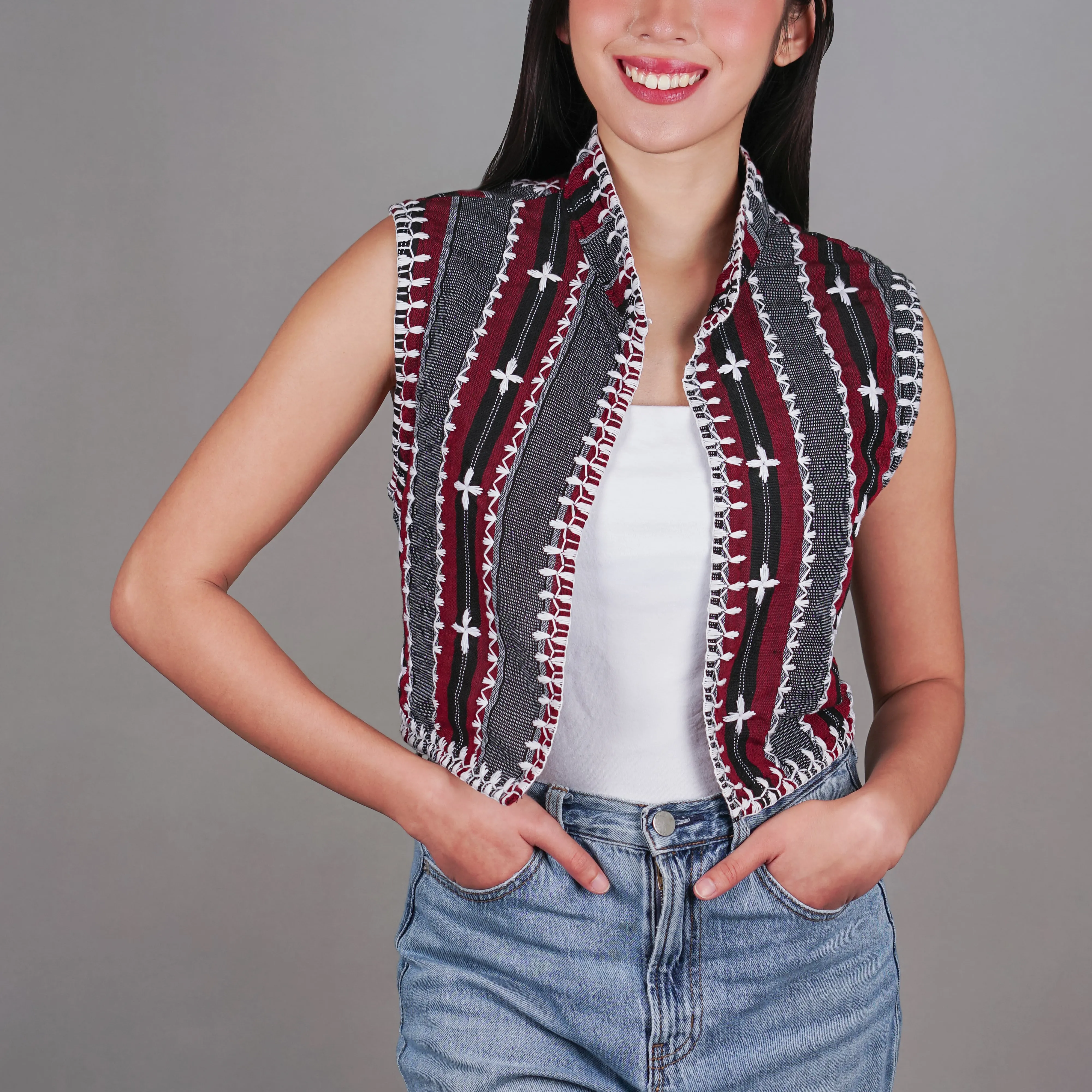 Itneg Hand Embroidered Cropped Vest