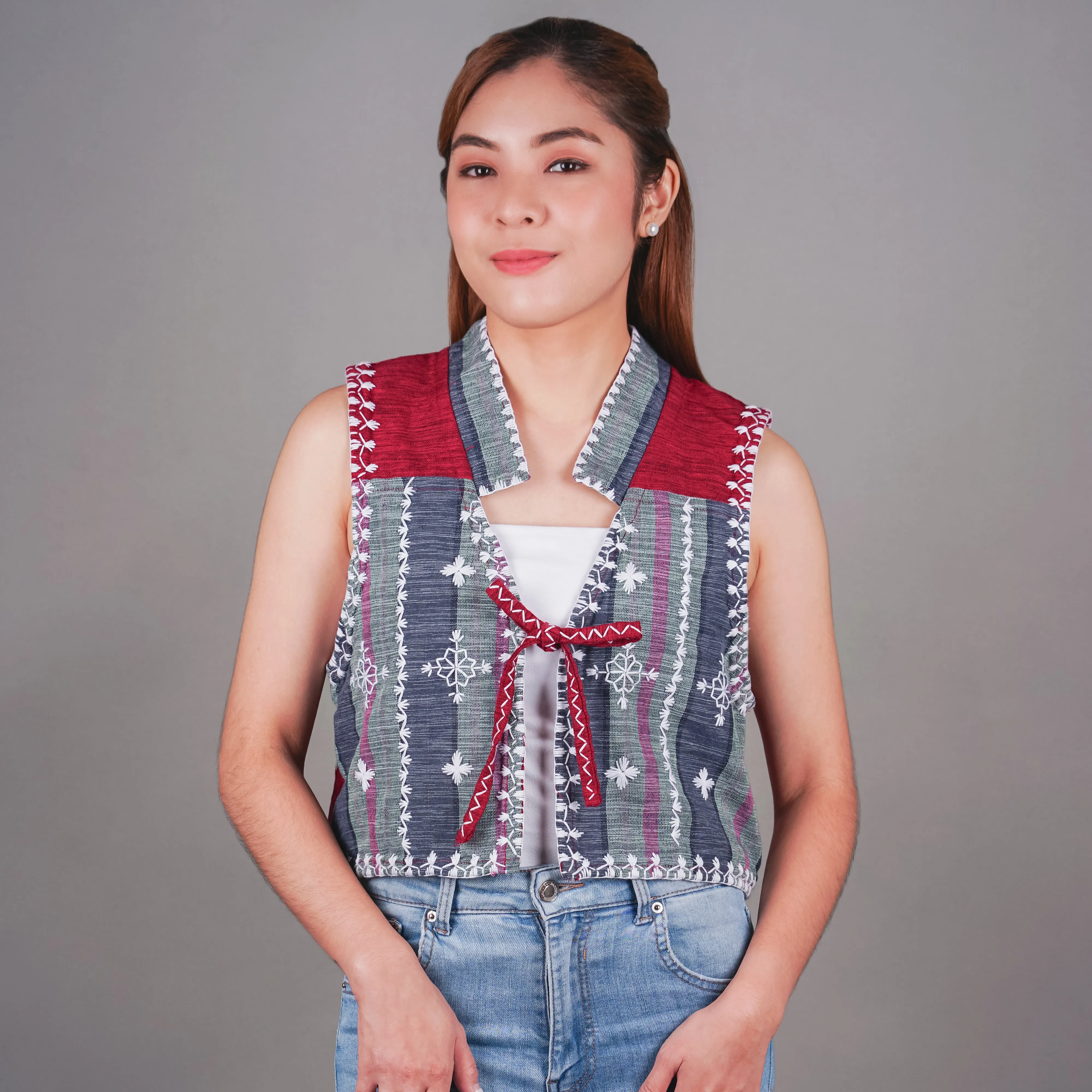 Itneg Hand Embroidered Cropped Vest