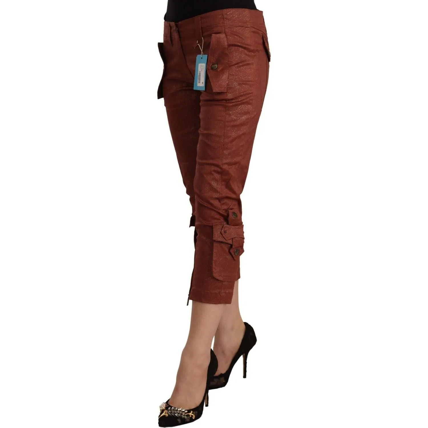 Just Cavalli Elegant Cropped Mid Waist Cotton Pants