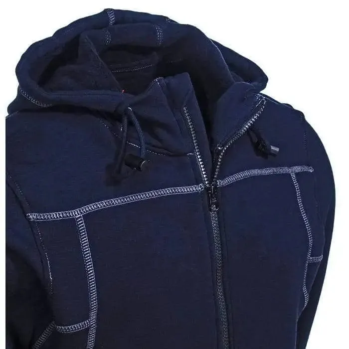 JUSTIN FR - Polartec Wind Pro Fleece Hoodie w/ full zip closure - NAVY -  Water Repellent -  NFPA 2112 & 70E (S-5XL)