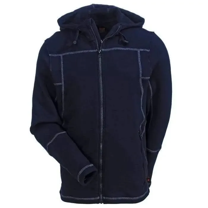 JUSTIN FR - Polartec Wind Pro Fleece Hoodie w/ full zip closure - NAVY -  Water Repellent -  NFPA 2112 & 70E (S-5XL)