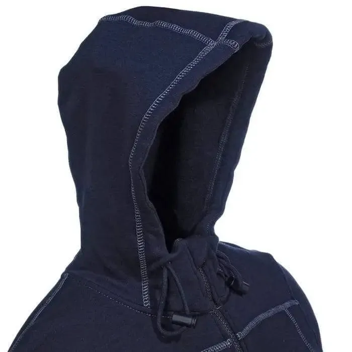 JUSTIN FR - Polartec Wind Pro Fleece Hoodie w/ full zip closure - NAVY -  Water Repellent -  NFPA 2112 & 70E (S-5XL)