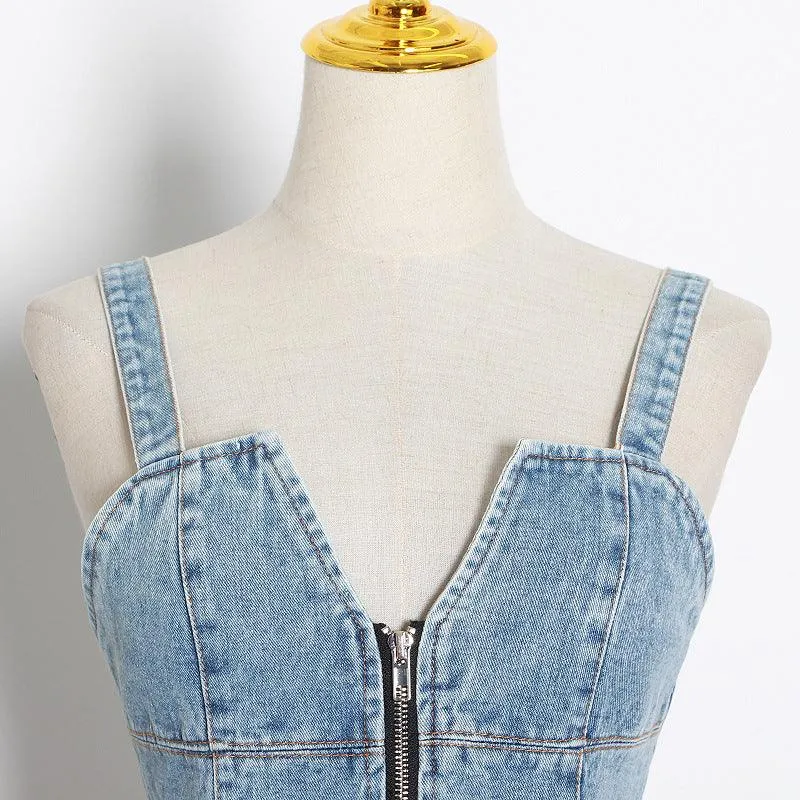 KittenAlarm - Kaliyah Irregular Mini Denim Dress